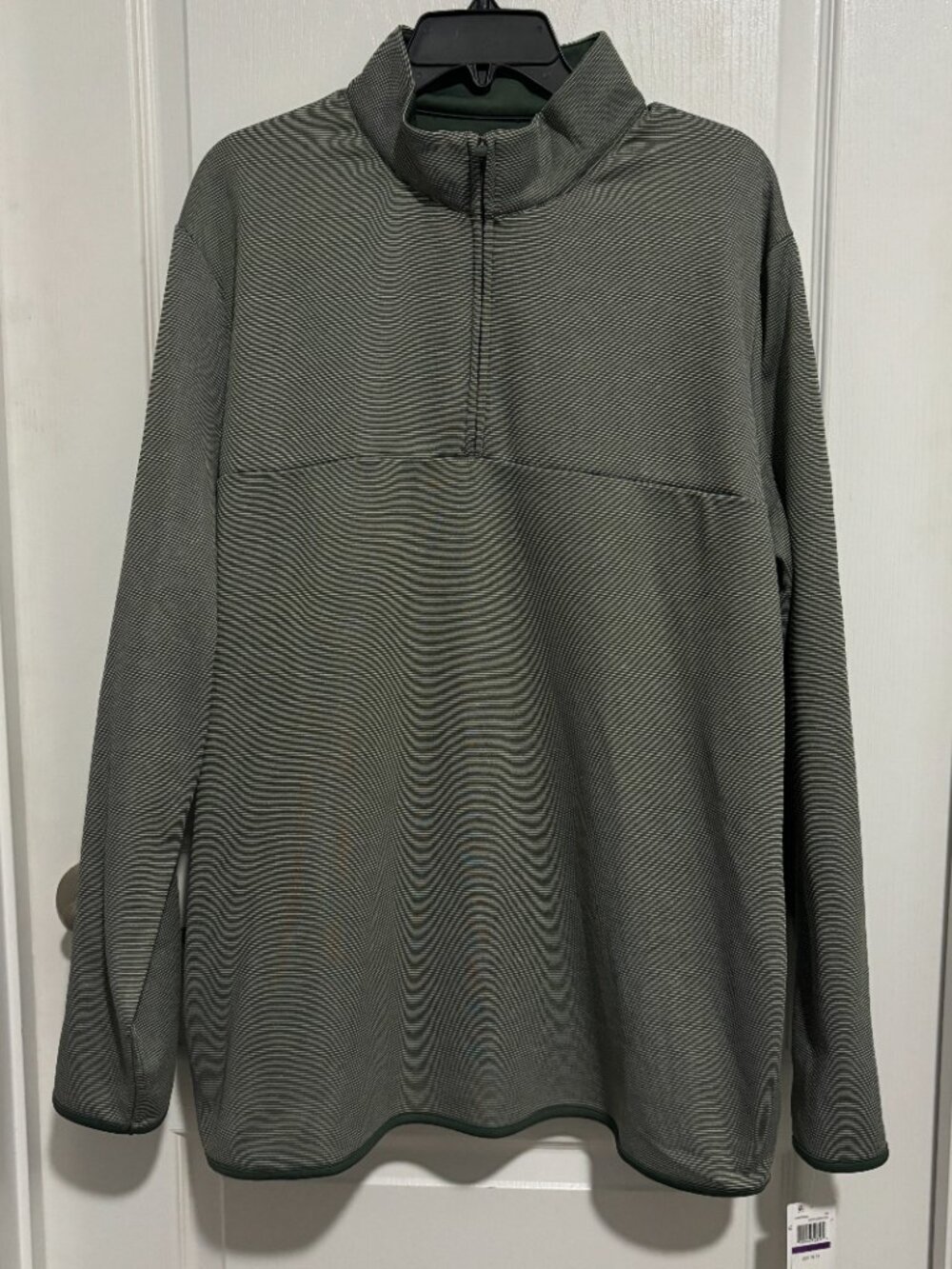 Grand Slam Men's Heather Stripe Quarter Zip Golf Pullover, Deep Forest, Size XXL